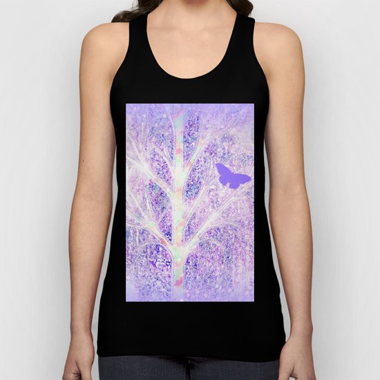 Lila white spring dream with butterflies Unisex Tank Top
