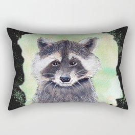 Raccoon Portrait Watercolor Black Background Rectangular Pillow