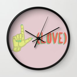 (LOVE) Wall Clock | Graphicdesign, Pink, Couple, Popart, Love, Heart, Romance, Yellow, Green, Digital 
