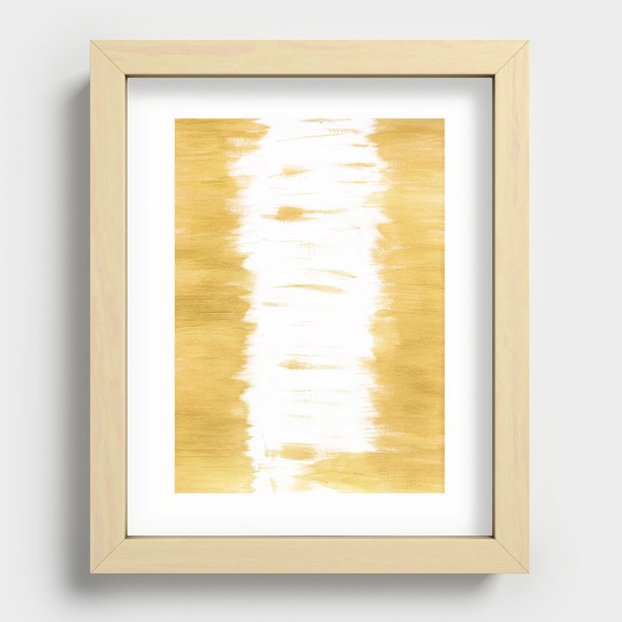 Gold Abstract Artwork. Gold Paint Brush Strokes. Golden Texture. Glamour Minimalism. Recessed Framed Print