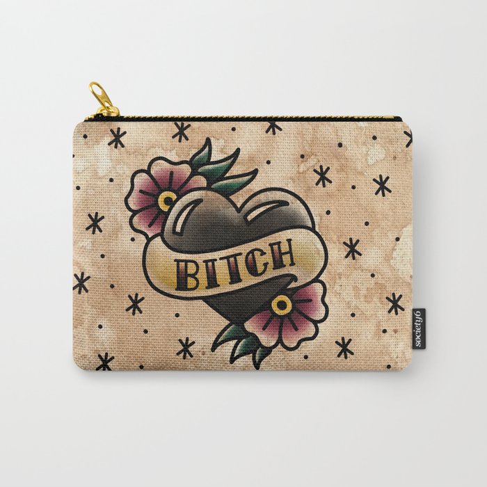 Bitch Old School Tattoo Carry-All Pouch