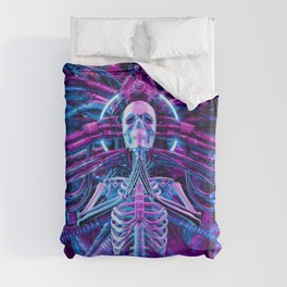 Gothic Harmony Science Fiction Cyberpunk Skeleton Meditation Duvet Cover