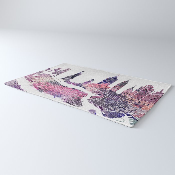New York Skyline Map Rug by mapsmapsmaps - New York Skyline Map Rugs