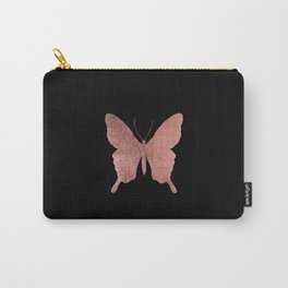 Elegant trendy black faux rose gold butterfly Carry-All Pouch