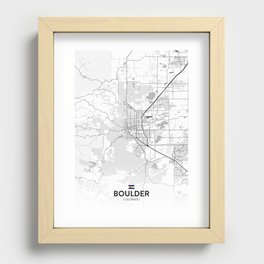 Boulder, Colorado, United States - Light City Map Recessed Framed Print