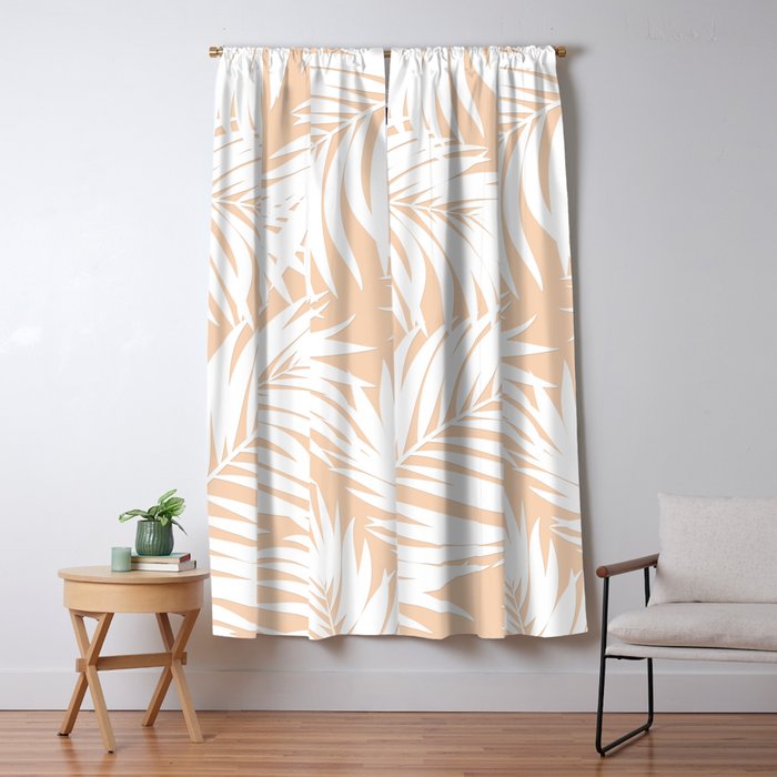 Palm Tree Fronds White On Peach Hawaii Tropical Decor Blackout