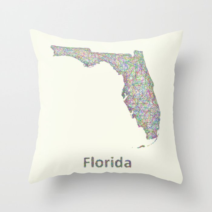 Florida map Throw Pillow