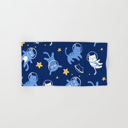 Super Cute Outer Space Astronaut Cats Vintage Pattern Hand & Bath Towel