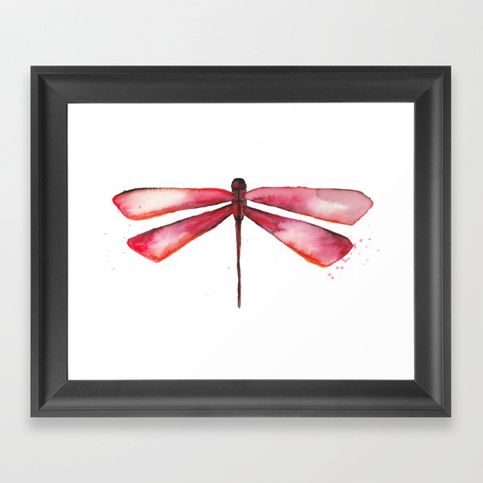 Dragonfly red and black Framed Art Print