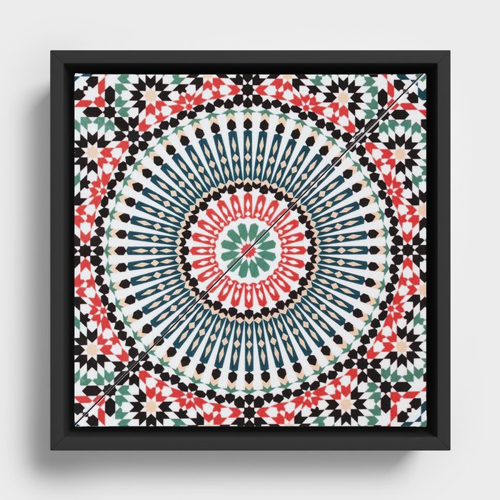 N86 - Geometric Islamic Moroccan Tiles Style Artwork Framed Canvas