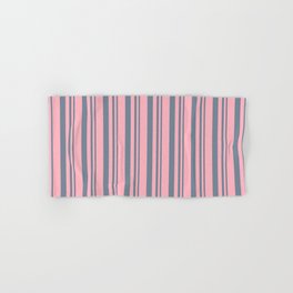 [ Thumbnail: Light Slate Gray & Light Pink Colored Lines Pattern Hand & Bath Towel ]