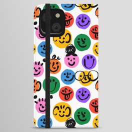 Diverse colorful children people face seamless pattern  iPhone Wallet Case