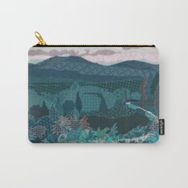 Welsh Summer  Carry-All Pouch | Collage, Hills, Fabric, Pattern, Trees, Mountains, Country, Digital, Welsh, Patchwork 