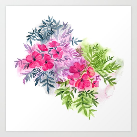 Dual Bouquets - a watercolor floral Art Print