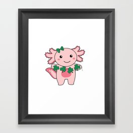 Axolotl With Shamrocks Cute Animals For Luck Framed Art Print