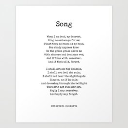 Song - Christina Rossetti Poem - Literature - Typewriter Print Art Print