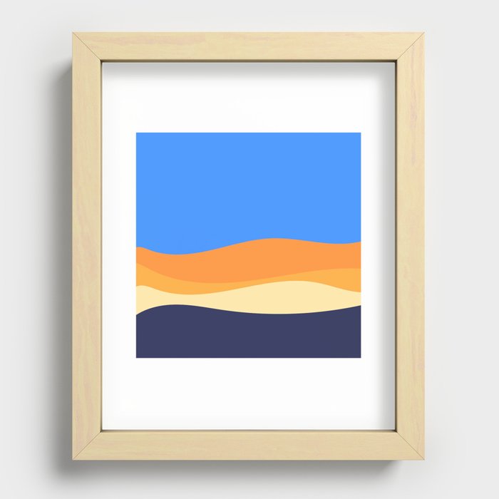 Liquid - Blue Colourful Minimalistic Art Design Pattern Recessed Framed Print