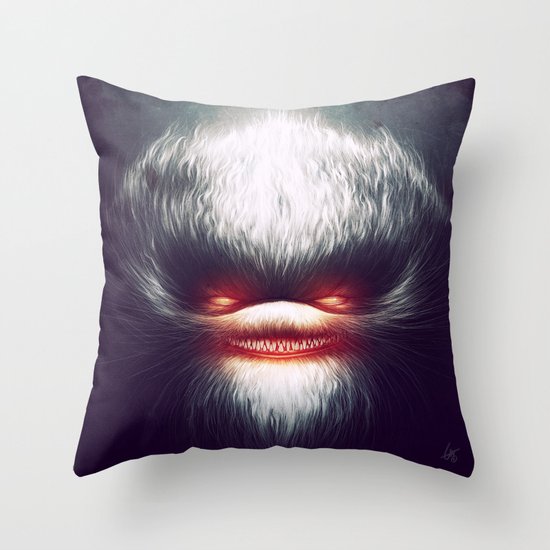 Furry Smile Throw Pillow