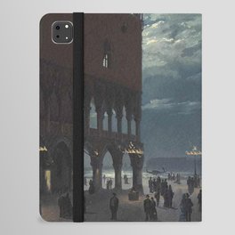 A View of the Piazzetta by Moonlight, Venice -   Ippolito Caffi iPad Folio Case