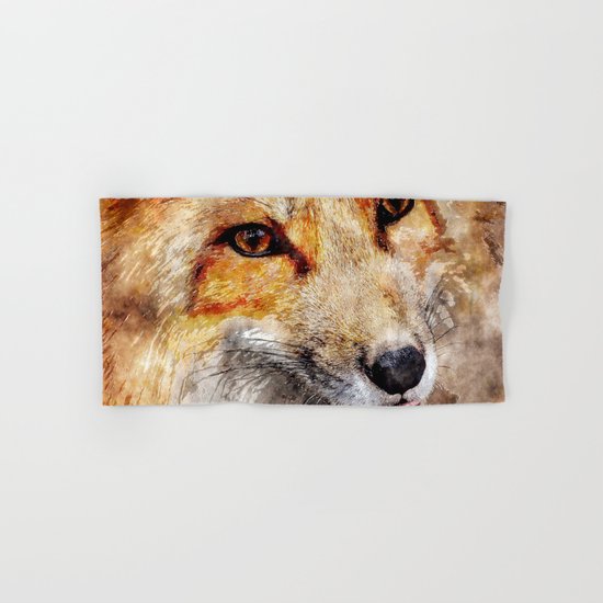 Cute Fox animal nature watercolor illustration Hand & Bath Towel