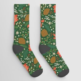 Winter Florals - Green Socks