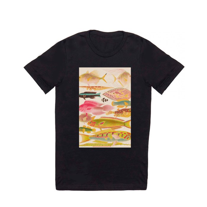 Colorful Tropical Fishes Vintage Sea Life Illustration T Shirt