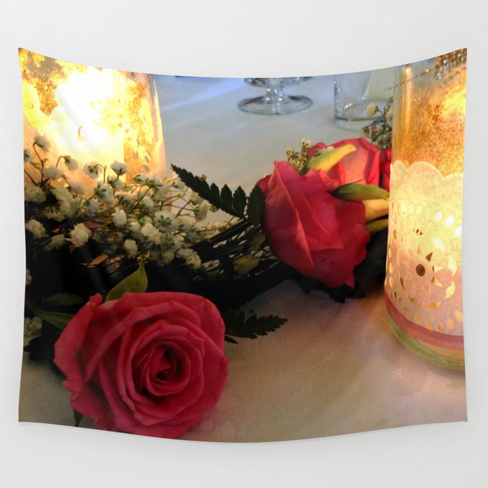 Candles & Roses Wall Tapestry