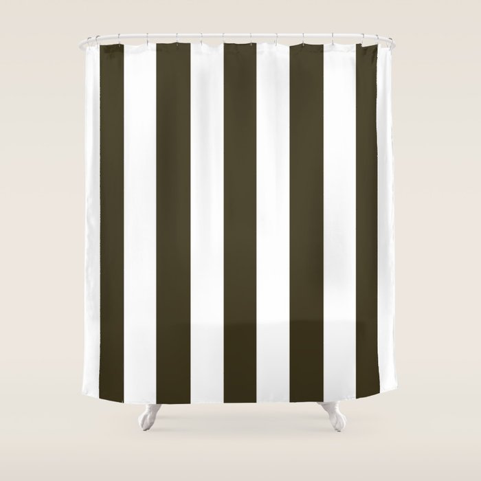 Pullman Green Brown Solid Color White Vertical Lines Pattern