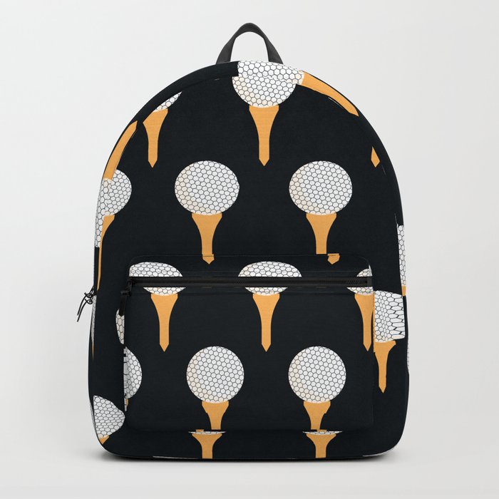 Golf Ball & Tee Pattern (Black) Backpack