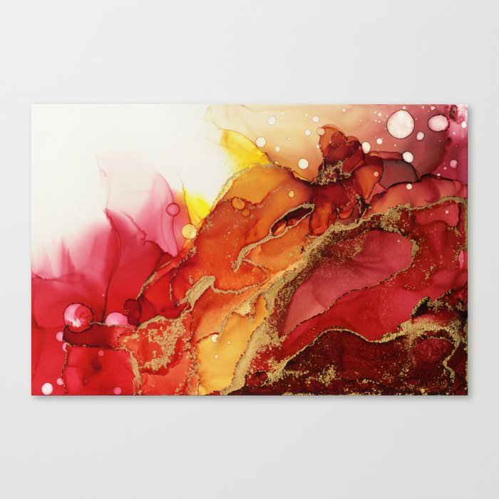 Golden Flame Abstract Ink - Part 1 Canvas Print