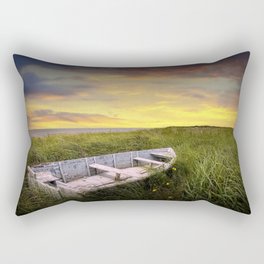 Stranded Row Boat in the Beach Grass at Sunrise on the shore on Prince Edward Island Rectangular Pillow