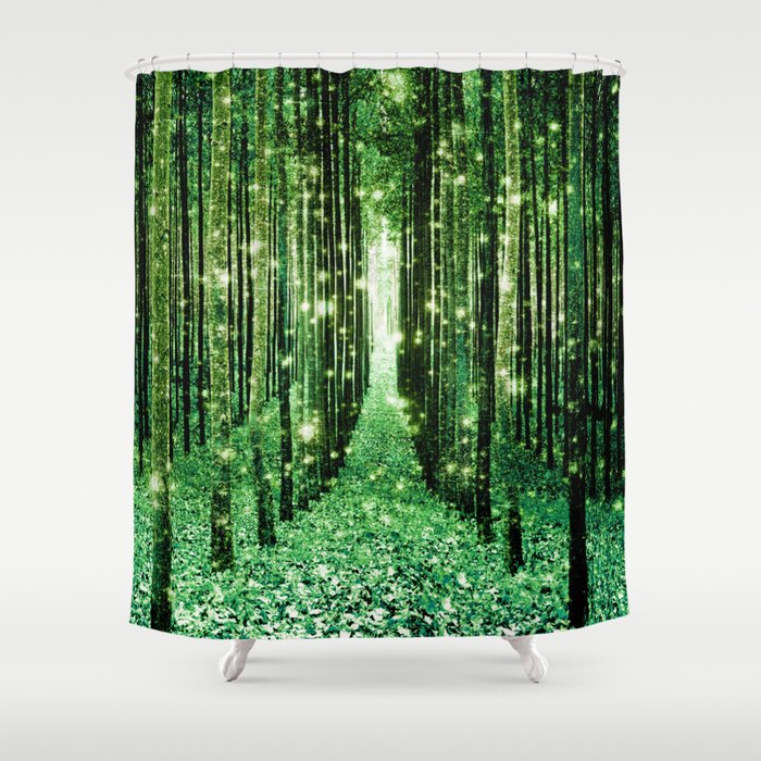 Magical Forest Green Elegance Shower Curtain By Vintageby2sweet Magical Forest Green Elegance Shower Curtain