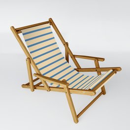 [ Thumbnail: Blue and Beige Colored Lined/Striped Pattern Sling Chair ]