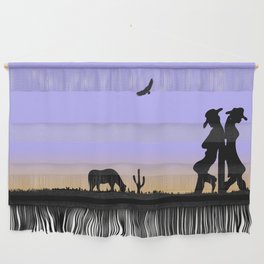 Western Cowboy and Cowgirl on the Range Wall Hanging