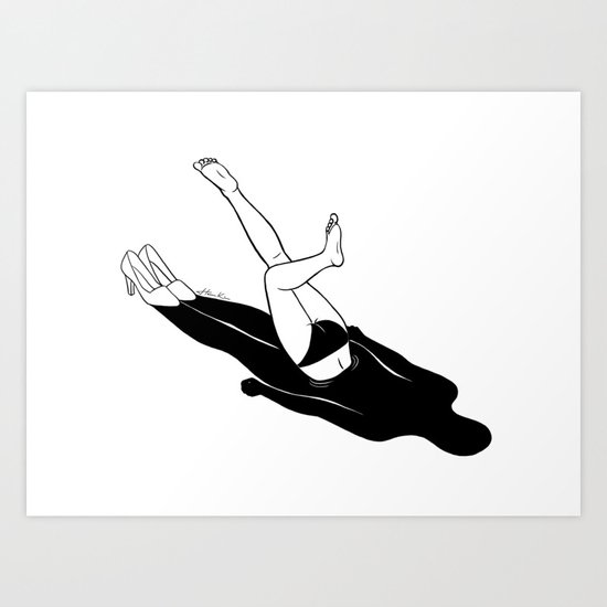 Drowning in my own shadow Art Print
