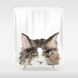 Maine Coon Cat Watercolor Shower Curtain