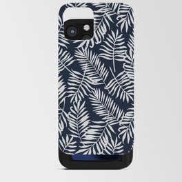 Tropical Palm Leaves - Palm Leaf Pattern - Navy Blue iPhone Card Case