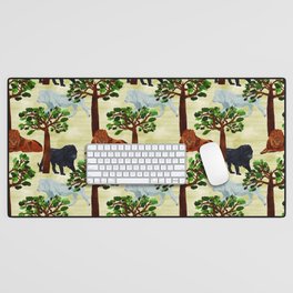 digital pattern with white, black and brown lions Desk Mat