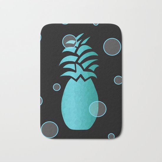 Tropical Blue And Black Bath Mat