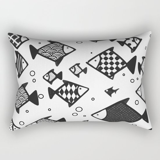 Hipster fish seamless drawing art Rectangular Pillow