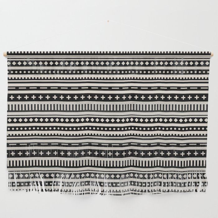 Black and Beige Shape Horizontal Stripe Pattern Pairs DE 2022 Popular Color Crisp Muslin DE6212 Wall Hanging