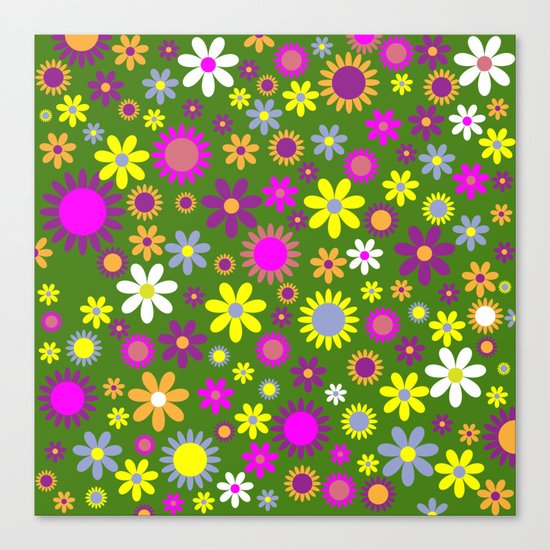 Multicolored Flower Garden Pattern Canvas Print