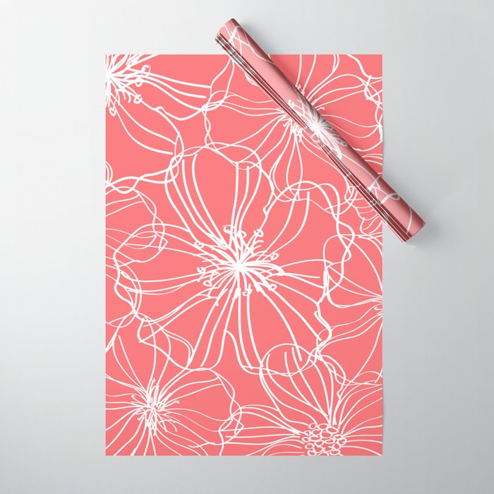 Cherry blossom red rose wrapping paper | Zazzle