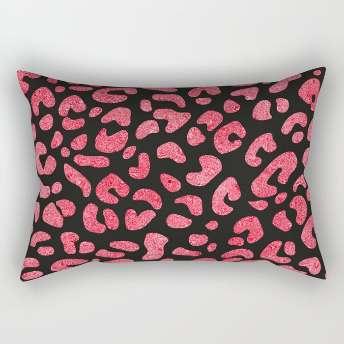 Rose Gold Glitter Leopard Pattern Rectangular Pillow