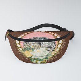 Elegant owl head with flowers Fanny Pack