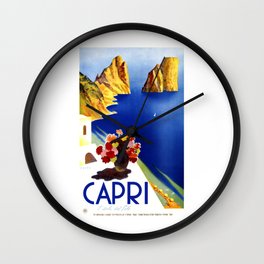1952 Capri Italy Travel Poster Wall Clock