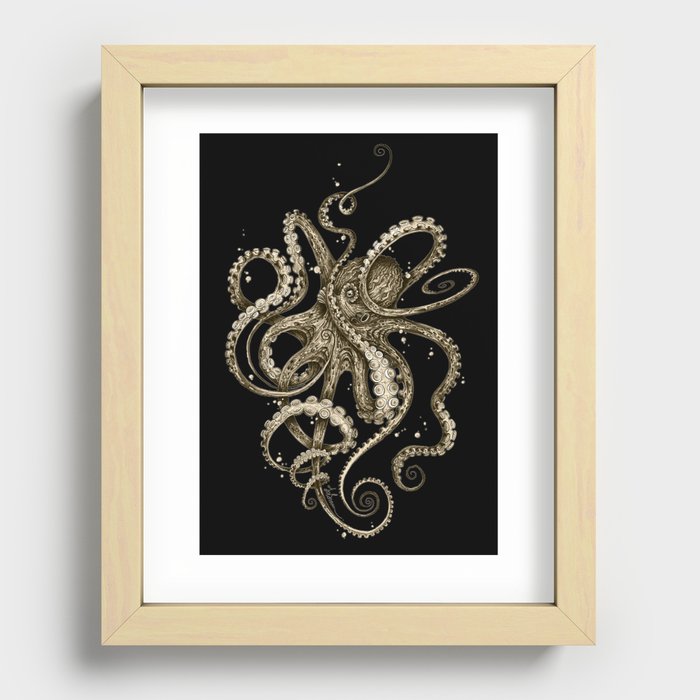 Octopsychedelia Sepia Recessed Framed Print
