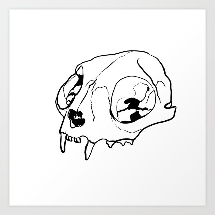 Cat Skull Art Print by Petra Delarocha | Society6