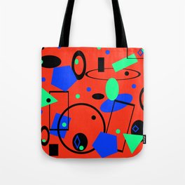 Retro abstract geometric design red print Tote Bag