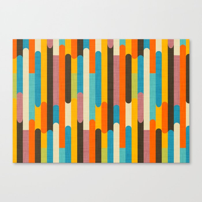 Retro Color Block Popsicle Sticks Orange Canvas Print